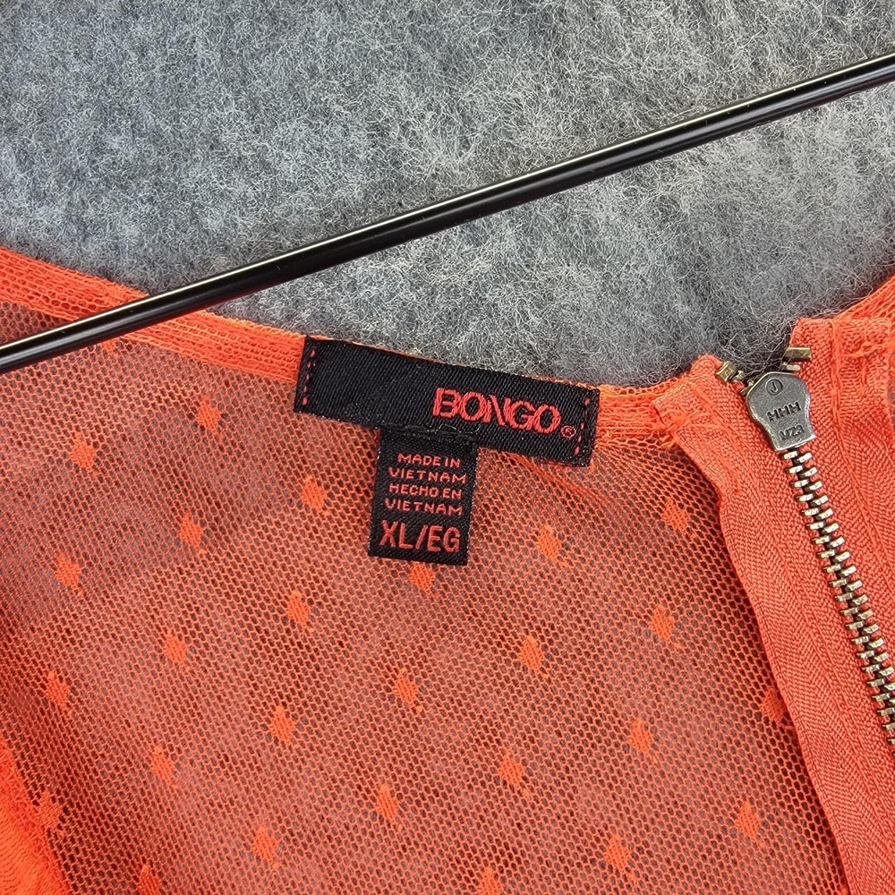 Bongo Dress  Juniors XL Orange Skater Fit Flare Textured Mesh‎ Back Zip NWT 80's - Picture 5 of 12